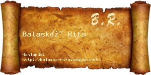 Balaskó Rita névjegykártya